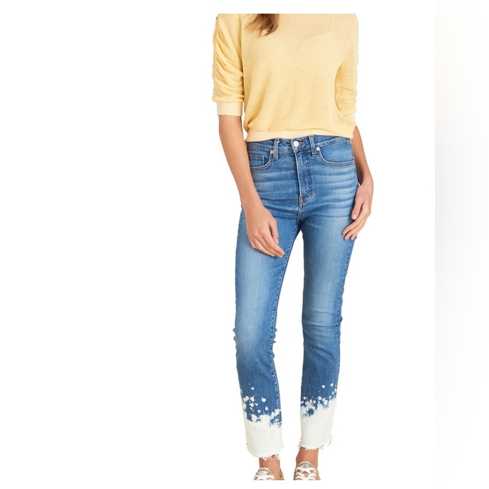 Veronica Beard Carly Kick Flare High Rise Blue and Cream Jeans - 27/4